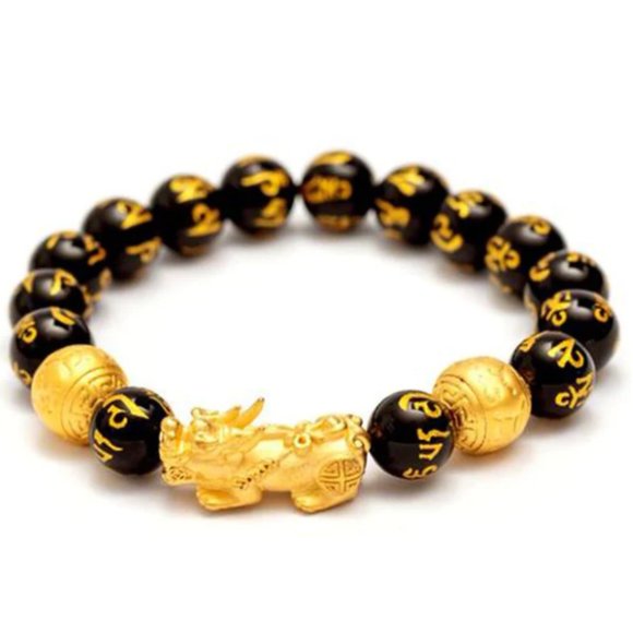 Hand Crafted Other - 10mm Feng Shui PiXiu Obsidian Wealth Beaded Stretch Bracelet